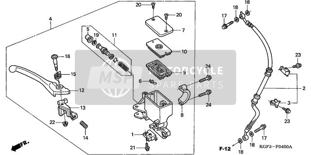 Honda NES125 2003 FR. Brake Master Cylinder for a 2003 Honda NES125